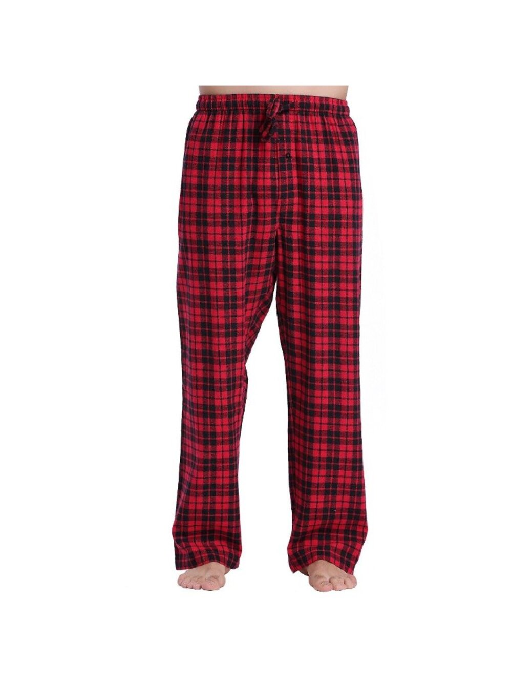 Men's 100% Cotton Super Soft Flannel Plaid Pajama Pants Red Tartan Medium